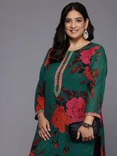 Plus Size Floral Printed Sequinned Georgette Kurta-AP-AHKUGRDP-1131